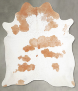 Beige and White X-Large Brazilian Cowhide Rug 7'0"H x 6'4"W #A55415 by Hudson Hides