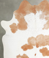 Beige and White X-Large Brazilian Cowhide Rug 7'0"H x 6'4"W #A55415 by Hudson Hides