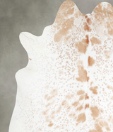 Beige and White X-Large Brazilian Cowhide Rug 7'3"H x 6'6"W #A55438 by Hudson Hides