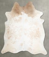 Beige and White XX-Large Brazilian Cowhide Rug 7'4"H x 7'0"W #A55439 by Hudson Hides