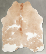 Beige and White Medium Brazilian Cowhide Rug 5'1"H x 5'0"W #A55453 by Hudson Hides