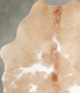 Beige and White Medium Brazilian Cowhide Rug 5'1"H x 5'0"W #A55453 by Hudson Hides