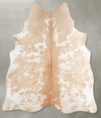 Beige and White Large Brazilian Cowhide Rug 6'0"H x 5'4"W #A55456 by Hudson Hides