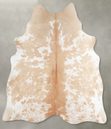 Beige and White Large Brazilian Cowhide Rug 6'0"H x 5'4"W #A55456 by Hudson Hides