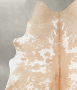 Beige and White Large Brazilian Cowhide Rug 6'0"H x 5'4"W #A55456 by Hudson Hides