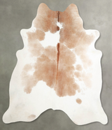 Beige and White Large Brazilian Cowhide Rug 6'5"H x 6'2"W #A55470 by Hudson Hides