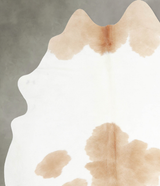 Beige and White Large Brazilian Cowhide Rug 6'11"H x 5'9"W #A55471 by Hudson Hides