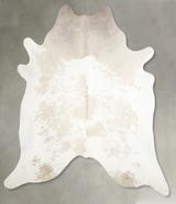 Beige and White XX-Large Brazilian Cowhide Rug 7'4"H x 6'11"W #A55516 by Hudson Hides