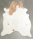 Beige and White X-Large Brazilian Cowhide Rug 7'1"H x 6'4"W #A55524 by Hudson Hides