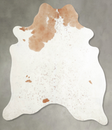 Beige and White X-Large Brazilian Cowhide Rug 7'1"H x 6'4"W #A55524 by Hudson Hides