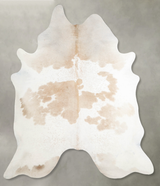Beige and White X-Large Brazilian Cowhide Rug 7'10"H x 6'5"W #A55527 by Hudson Hides