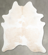 Beige and White X-Large Brazilian Cowhide Rug 7'2"H x 6'2"W #A55530 by Hudson Hides