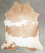 Beige and White X-Large Brazilian Cowhide Rug 7'5"H x 6'6"W #A55531 by Hudson Hides