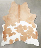 Beige and White X-Large Brazilian Cowhide Rug 7'2"H x 6'3"W #A55532 by Hudson Hides