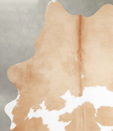 Beige and White X-Large Brazilian Cowhide Rug 7'2"H x 6'3"W #A55532 by Hudson Hides