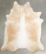 Beige and White XX-Large Brazilian Cowhide Rug 7'11"H x 6'11"W #A55614 by Hudson Hides