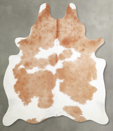 Beige and White X-Large Brazilian Cowhide Rug 7'4"H x 6'2"W #A55615 by Hudson Hides