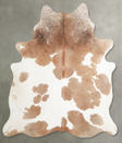 Beige and White Large Brazilian Cowhide Rug 6'3"H x 5'7"W #A55628 by Hudson Hides
