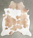 Beige and White Large Brazilian Cowhide Rug 6'7"H x 5'7"W #A55630 by Hudson Hides