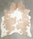 Beige and White Large Brazilian Cowhide Rug 6'5"H x 5'8"W #A55631 by Hudson Hides