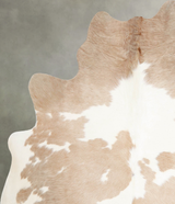 Beige and White Large Brazilian Cowhide Rug 6'5"H x 5'8"W #A55631 by Hudson Hides