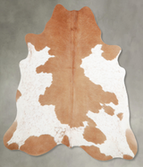 Beige and White Large Brazilian Cowhide Rug 6'0"H x 6'2"W #A55632 by Hudson Hides