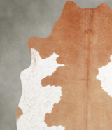 Beige and White Large Brazilian Cowhide Rug 6'0"H x 6'2"W #A55632 by Hudson Hides