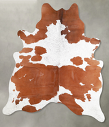 Brown and White Medium Brazilian Cowhide Rug 5'9"H x 5'1"W #A55642 by Hudson Hides