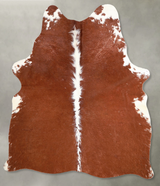 Brown and White Regular Medium Brazilian Cowhide Rug 5'6"H x 4'11"W #A55670 by Hudson Hides