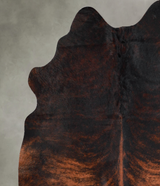 Dark Brindle Medium Brazilian Cowhide Rug 5'2"H x 5'7"W #A55678 by Hudson Hides