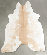 Beige and White Medium Brazilian Cowhide Rug 5'4"H x 5'3"W #A55736 by Hudson Hides