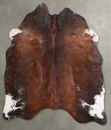 Chocolate and White Medium Brazilian Cowhide Rug 4'4"H x 4'6"W #A55742 by Hudson Hides