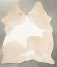 Beige and White Medium Brazilian Cowhide Rug 4'8"H x 3'7"W #A55754 by Hudson Hides