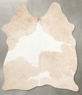 Beige and White Medium Brazilian Cowhide Rug 4'8"H x 3'7"W #A55754 by Hudson Hides