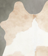 Beige and White Medium Brazilian Cowhide Rug 4'8"H x 3'7"W #A55754 by Hudson Hides