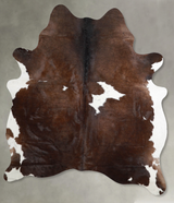 Chocolate and White Large Brazilian Cowhide Rug 6'10"H x 5'6"W #A55824 by Hudson Hides