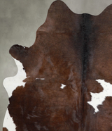 Chocolate and White Large Brazilian Cowhide Rug 6'10"H x 5'6"W #A55824 by Hudson Hides