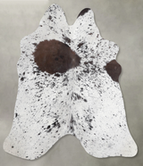 Chocolate and White Medium Brazilian Cowhide Rug 4'8"H x 4'3"W #A55845 by Hudson Hides