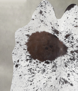 Chocolate and White Medium Brazilian Cowhide Rug 4'8"H x 4'3"W #A55845 by Hudson Hides