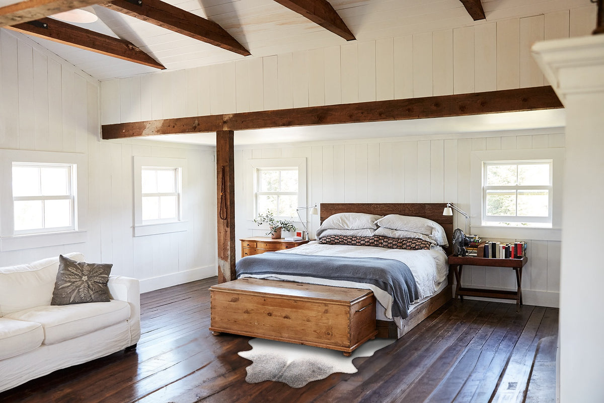 Grey with Beige Medium Brazilian Cowhide Rug 6'1"H x 4'8"W #A55857 by Hudson Hides