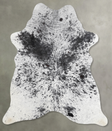Salt and Pepper Black Medium Brazilian Cowhide Rug 5'9"H x 5'0"W #A55891 by Hudson Hides