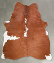 Brown and White Regular Medium Brazilian Cowhide Rug 5'4"H x 4'8"W #A55901 by Hudson Hides