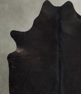 Solid Black X-Large Brazilian Cowhide Rug 7'0"H x 6'8"W #A55931 by Hudson Hides