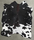 Black and White Medium Brazilian Cowhide Rug 4'1"H x 4'2"W #A56069 by Hudson Hides