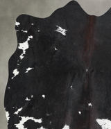 Black and White Medium Brazilian Cowhide Rug 4'1"H x 4'2"W #A56069 by Hudson Hides