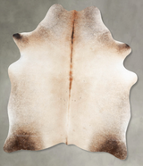 Ivory with Beige Large Brazilian Cowhide Rug 6'2"H x 5'2"W #A56088 by Hudson Hides