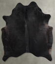 Solid Black Large Brazilian Cowhide Rug 6'7"H x 5'7"W #A56109 by Hudson Hides
