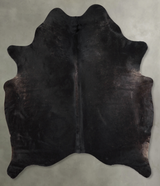 Solid Black Large Brazilian Cowhide Rug 6'7"H x 5'7"W #A56109 by Hudson Hides