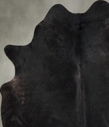 Solid Black Large Brazilian Cowhide Rug 6'7"H x 5'7"W #A56109 by Hudson Hides