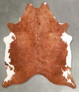 Brown and White Regular X-Large Brazilian Cowhide Rug 7'2"H x 6'1"W #A56122 by Hudson Hides